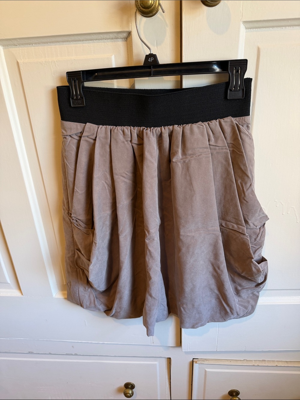 H&M Taupe Bubble Skirt with Black Waistband